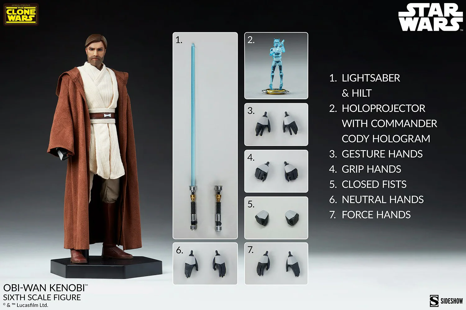 Pedido Figura Obi-Wan Kenobi - Star Wars™ The Clone Wars marca Sideshow Collectibles #100463 escala 1/6 (BACK ORDER) - Image 24