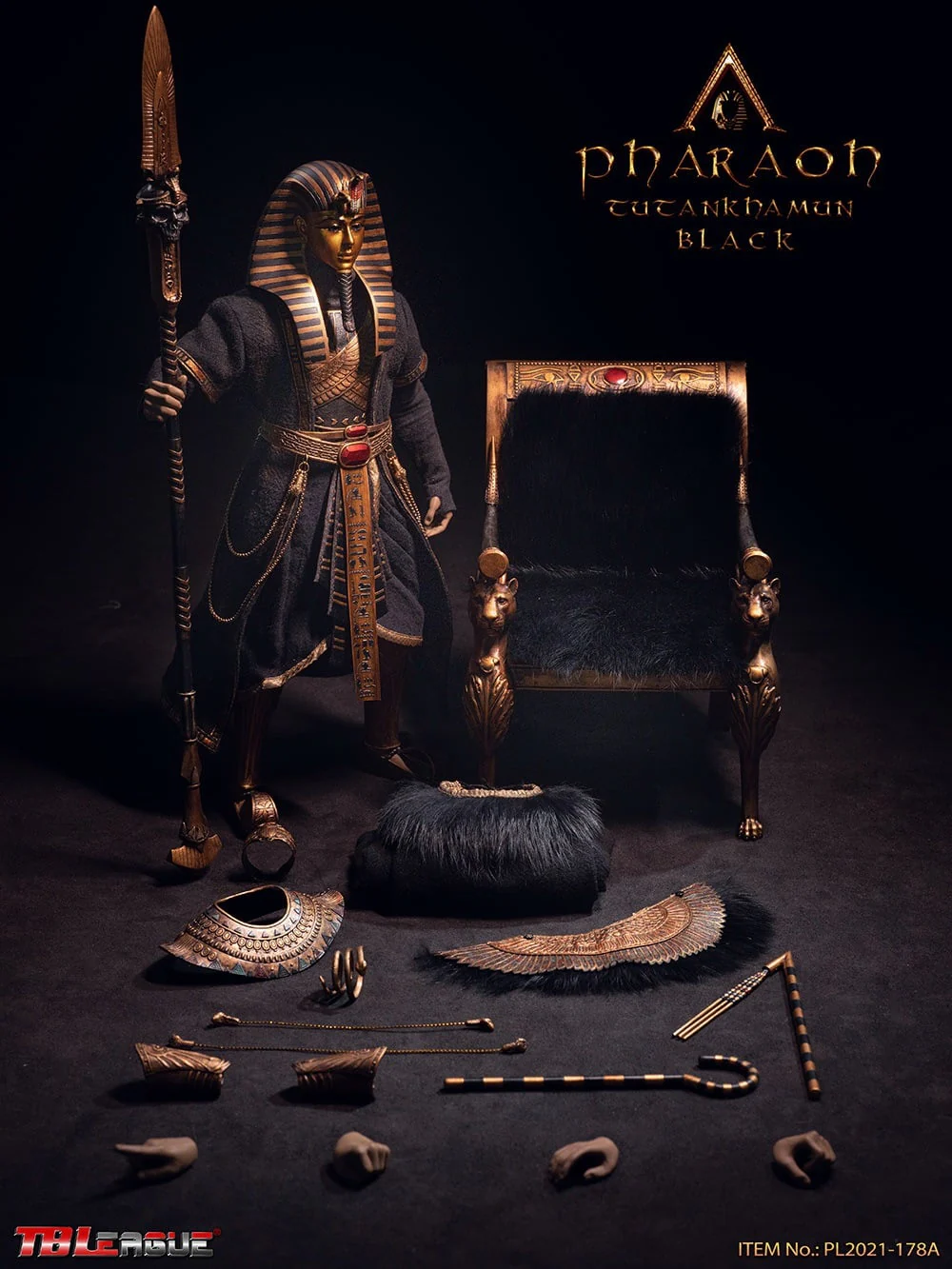 Pedido Figura Pharaoh Tutankhamun (versión Black) marca TBLeague PL2021-178A escala 1/6 - Image 12