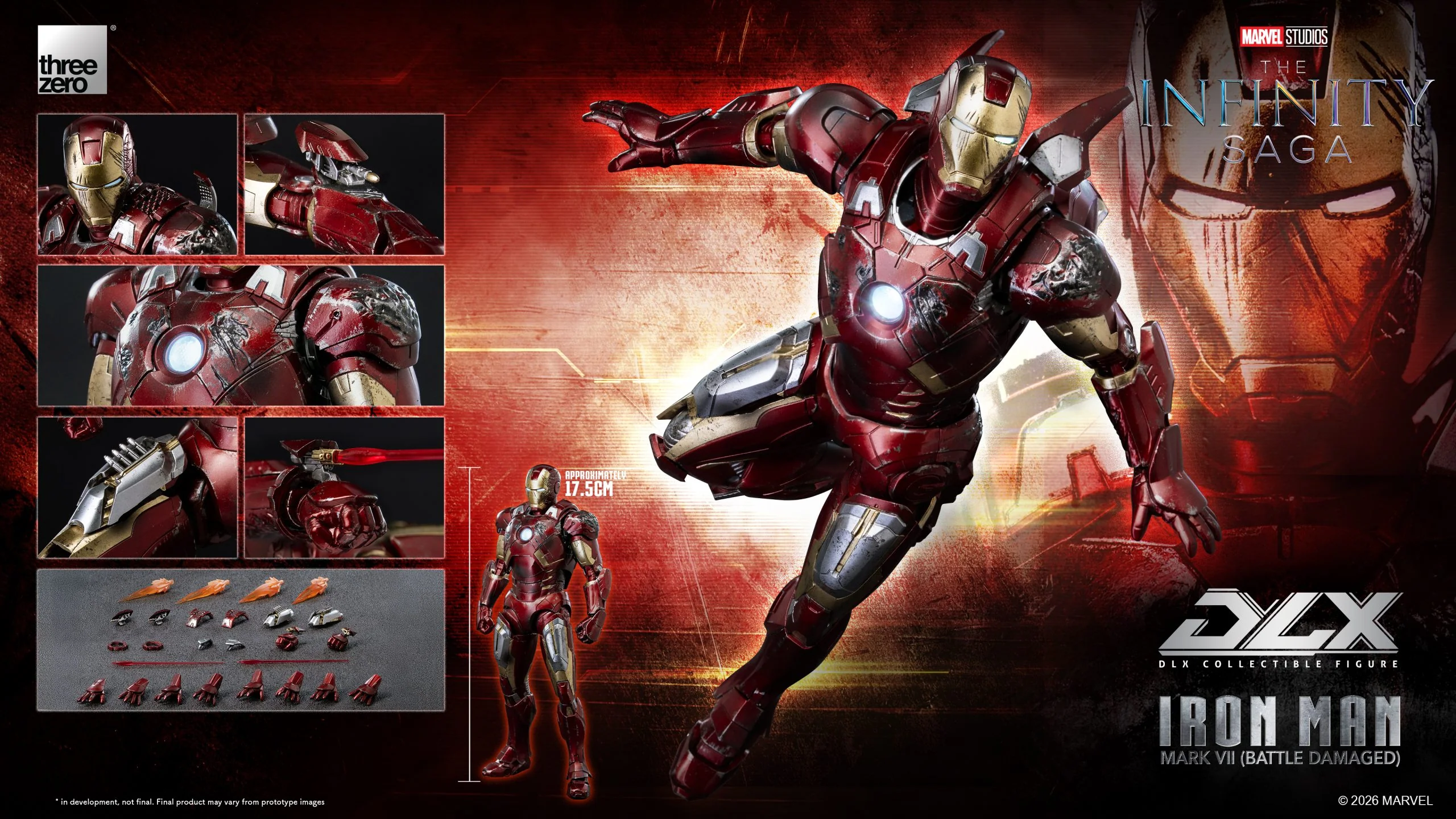 Preventa Figura DLX Iron Man Mark 7 (Battle Damage) - Avengers Infinity Saga marca Threezero 3Z0969 escala pequeña 1/12 - Image 14