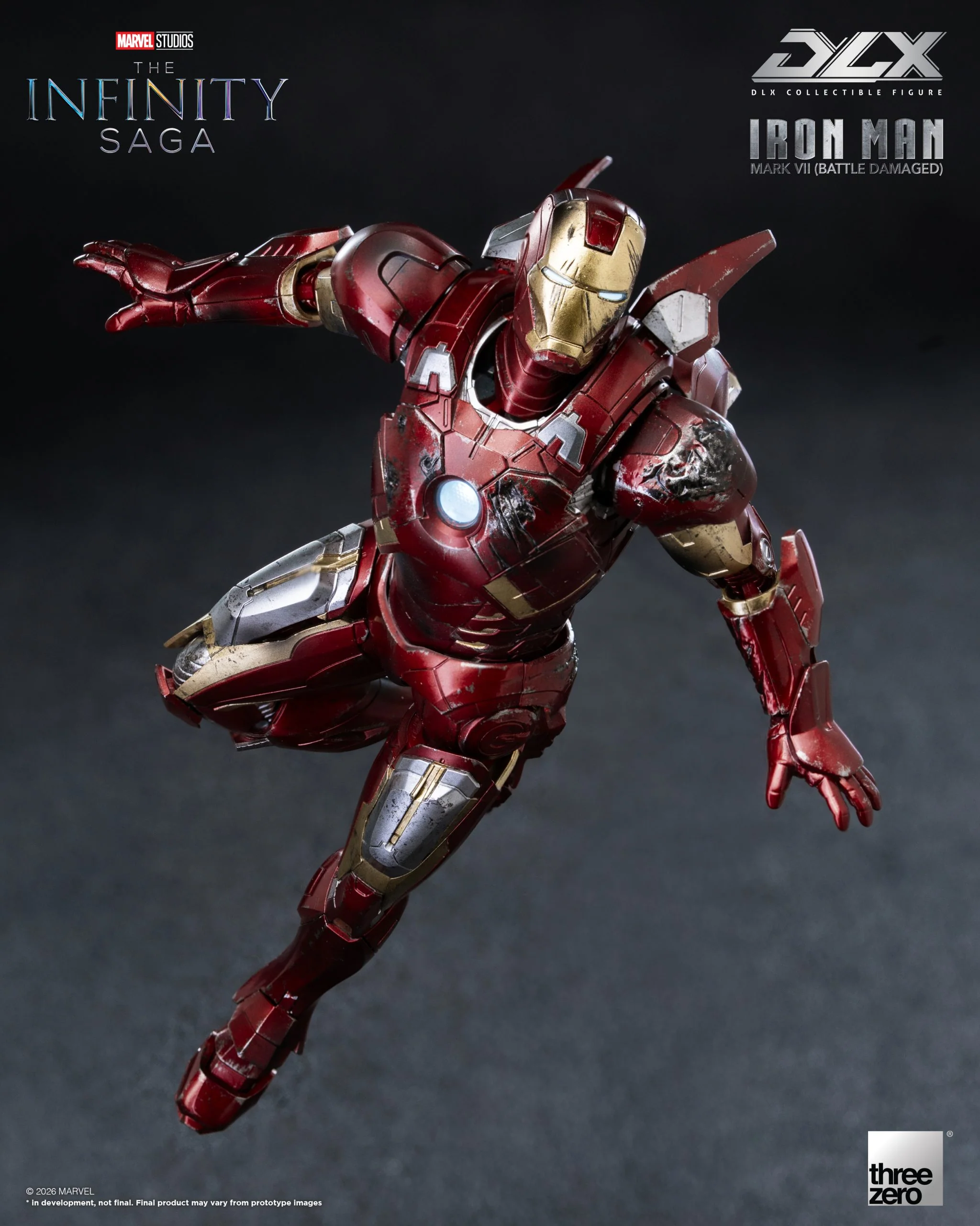 Preventa Figura DLX Iron Man Mark 7 (Battle Damage) - Avengers Infinity Saga marca Threezero 3Z0969 escala pequeña 1/12 - Image 6