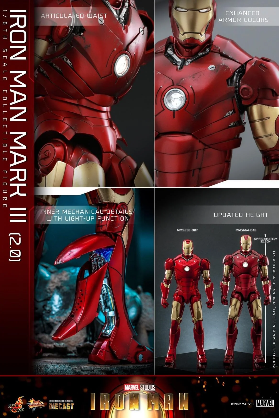 Preventa Figura Iron Man Mark III (2.0) Diecast marca Hot Toys MMS664D48 escala 1/6 - Image 12