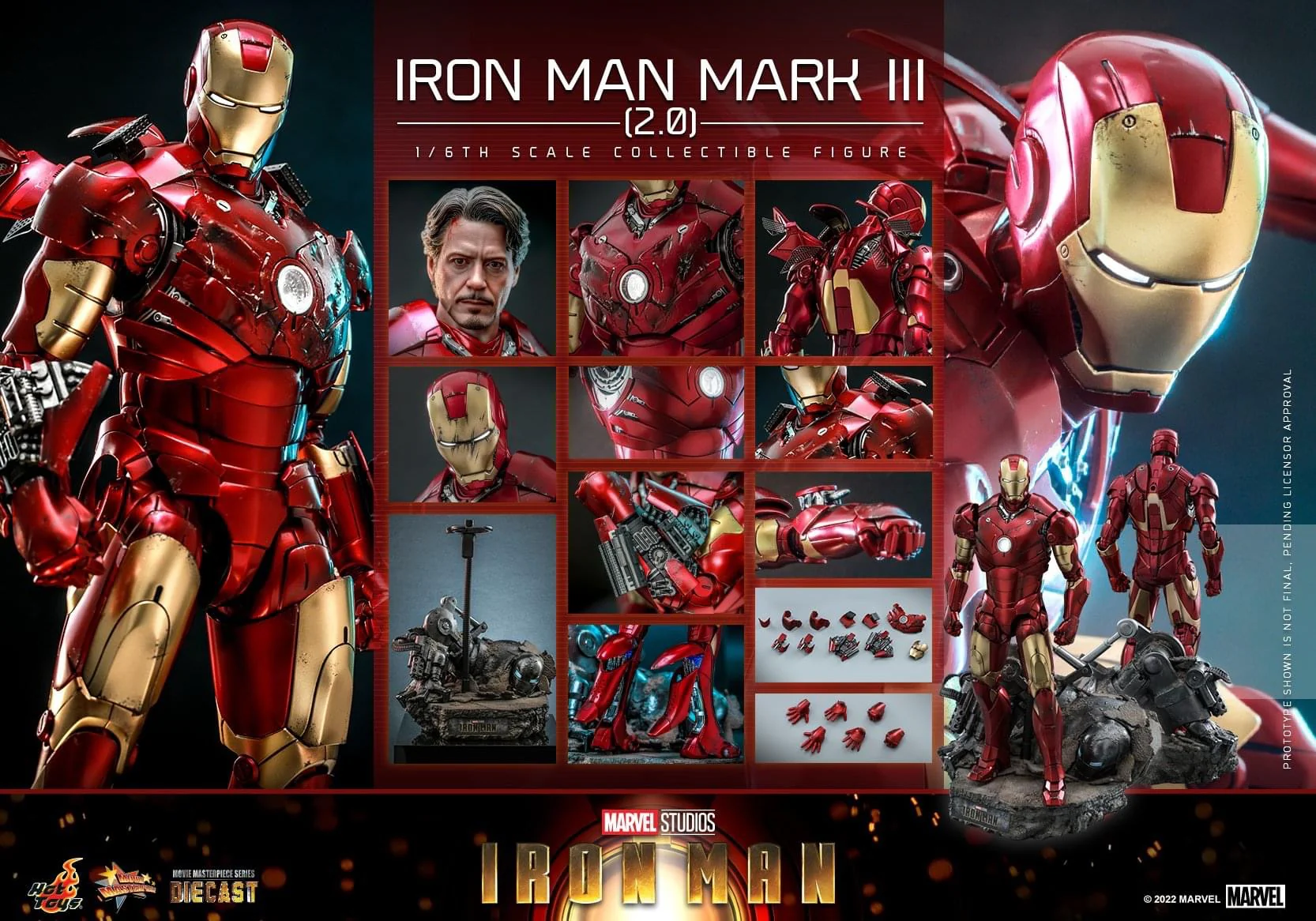Preventa Figura Iron Man Mark III (2.0) Diecast marca Hot Toys MMS664D48 escala 1/6 - Image 20