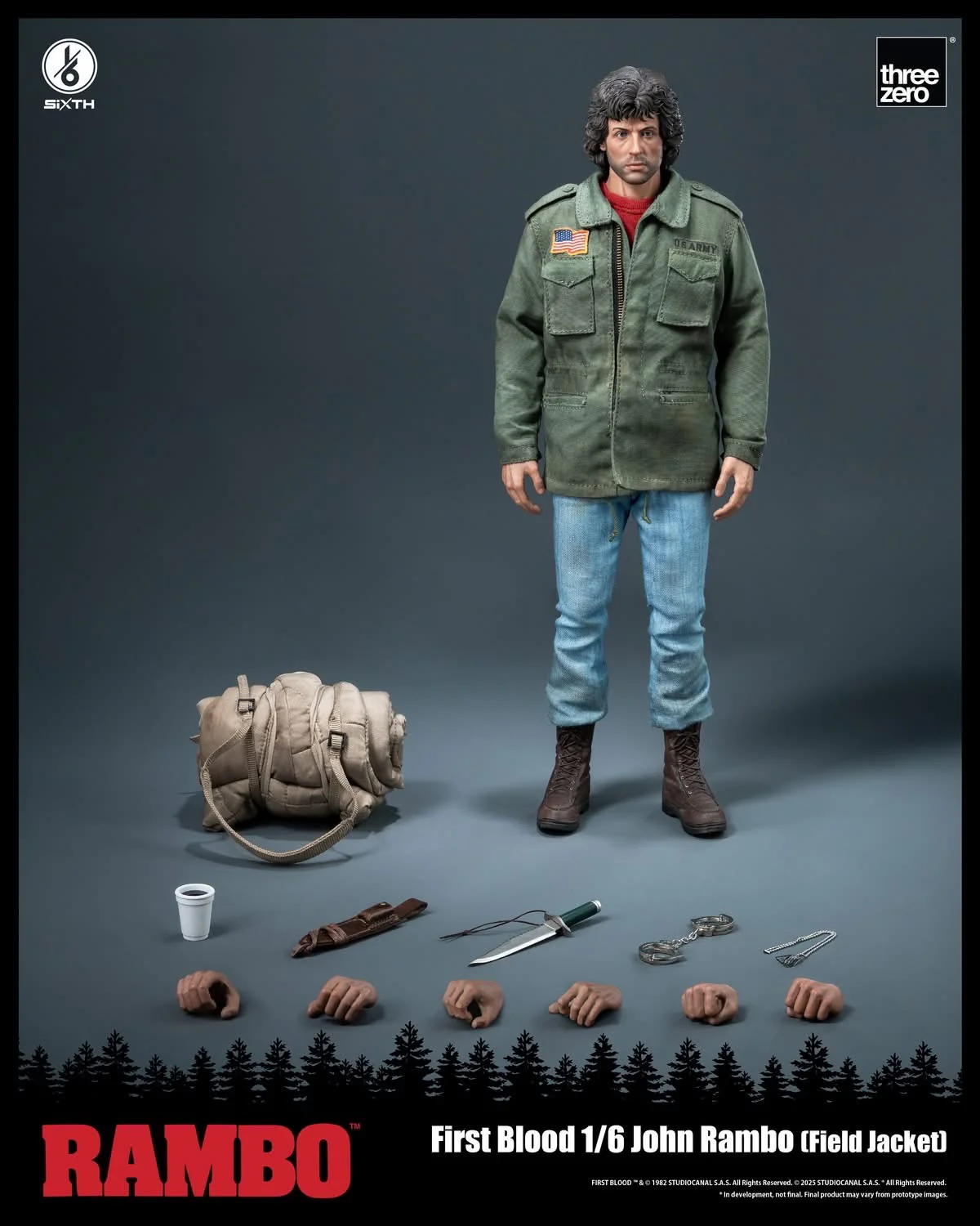 Preventa Figura John Rambo (Field Jacket) - Rambo: First Blood marca Threezero 3Z0553 escala 1/6 - Image 12