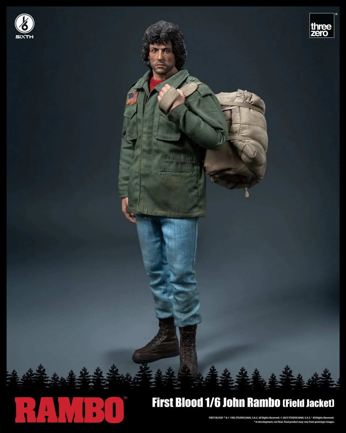Preventa Figura John Rambo (Field Jacket) - Rambo: First Blood marca Threezero 3Z0553 escala 1/6 - Image 2