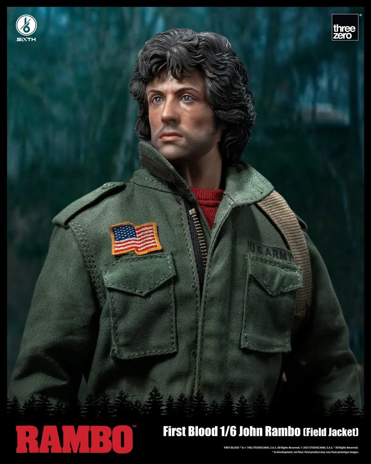 Preventa Figura John Rambo (Field Jacket) - Rambo: First Blood marca Threezero 3Z0553 escala 1/6 - Image 3