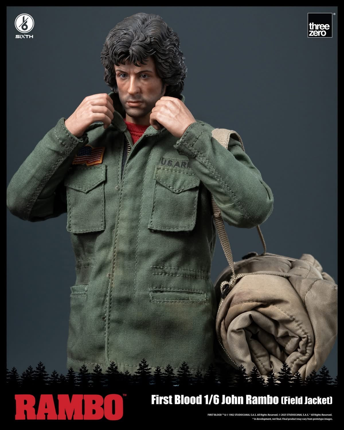 Preventa Figura John Rambo (Field Jacket) - Rambo: First Blood marca Threezero 3Z0553 escala 1/6 - Image 5