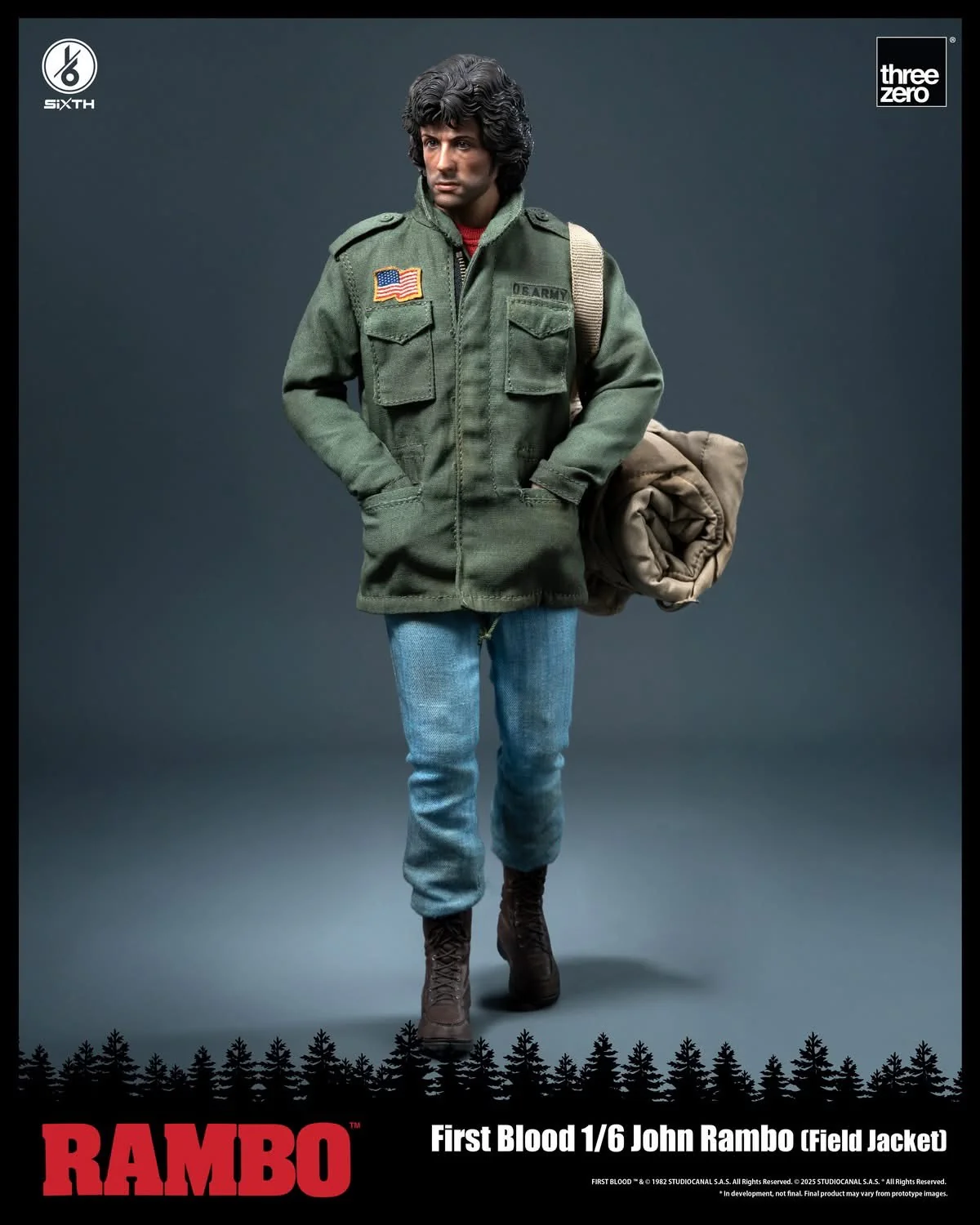 Preventa Figura John Rambo (Field Jacket) - Rambo: First Blood marca Threezero 3Z0553 escala 1/6 - Image 9